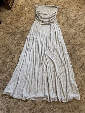 Light Gray Strapless Maxi Dress w/ pockets